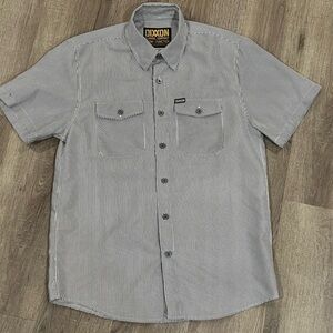 DIXXON Size Medium D-Tech Short Sleeve Pencil Stripe Vintage Modern Button Shirt